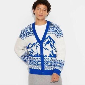 Original Use Blue and White Mountain Cardigan